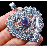 Amethyst Gemstone Handmade Pendant 925 Sterling Silver Jewelry DP-491
