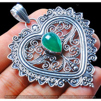 Green Onyx Gemstone Handmade Pendant 925 Sterling Silver Jewelry DP-494