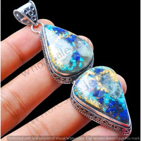 Copper Turquoise Gemstone Handmade Pendant 925 Sterling Silver Jewelry DP-500