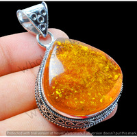 Baltic Amber Gemstone Handmade Pendant 925 Sterling Silver Jewelry DP-545
