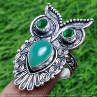 Green Onyx Gemstone 925 Sterling Silver Handmade Ring Size 8.5 DR-2513