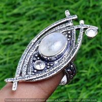 Rainbow Moonstone Gemstone 925 Sterling Silver Handmade Ring Size 6.5 DR-2526
