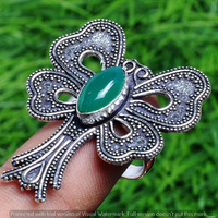 Green Onyx Gemstone 925 Sterling Silver Handmade Ring Size 6.25 DR-2544