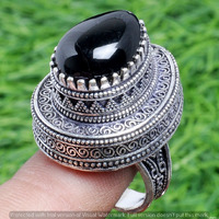 Black Onyx Gemstone 925 Sterling Silver Handmade Ring Size 8 DR-2553