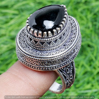 Black Onyx Gemstone 925 Sterling Silver Handmade Ring Size 9.25 DR-2557
