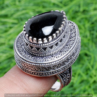 Black Onyx Gemstone 925 Sterling Silver Handmade Ring Size 7 DR-2562