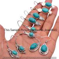 Turquoise 10 Pair Wholesale Lots 925 Sterling Silver Earrings Lot-07-203