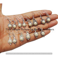Pearl 10 Pair Wholesale Lots 925 Sterling Silver Earrings Lot-07-233
