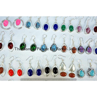 Lapis Lazuli & Mixed 10 Pair Wholesale Lots 925 Silver Earrings Lot-07-244