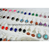 Rose Quartz & Mixed 10 Pair Wholesale Lots 925 Silver Earrings Lot-07-247