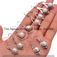 Pearl 5 Pair Earring Wholesale Lots 925 Sterling Silver Earrings Lot-07-E207