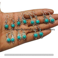 Turquoise 5 Pair Earring Wholesale Lots 925 Sterling Silver Earrings Lot-07-E211
