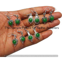 Green Onyx 5 Pair Wholesale Lots 925 Sterling Silver Earrings Lot-07-E219