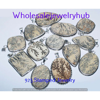 Honey Dendrite Opal 5 PCS Wholesale Lots 925 Sterling Silver Pendant LP-07-211