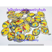 Yellow Mosaic Jasper 5 PCS Wholesale Lots 925 Sterling Silver Pendant LP-07-271