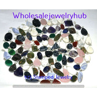 Snowflack Obsidian & Mixed 10 pcs Wholesale Lots 925 Sterling Silver Pendant PL-07-242