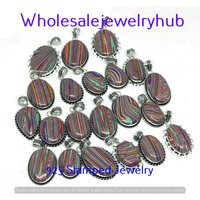 Rainbow Calsilica 10 pcs Wholesale Lots 925 Sterling Silver Pendant PL-07-272