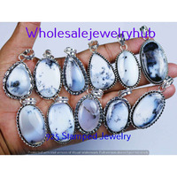 Dendrite Opal 10 pcs Wholesale Lots 925 Sterling Silver Pendant PL-07-294