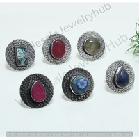 Solar Druzy Or Colors Antique Ring 100 pcs 925 Sterling Silver Ring Lot WPL-753
