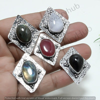 Labradorite Or Colors Antique Ring 100 pcs 925 Sterling Silver Ring Lot WPL-729