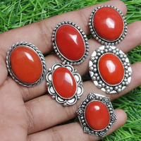 Coral Gemstone Ring 20pcs 925 Sterling Silver Wholesale Ring Lot WL-84