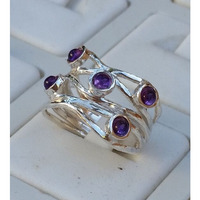 Amethyst Gemstone Ring 10pcs 925 Sterling Silver Wholesale Ring Lot WL-64