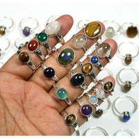 Tiger Eye Or Multi Gemstone Ring 10pcs 925 Silver Wholesale Ring Lot WL-62