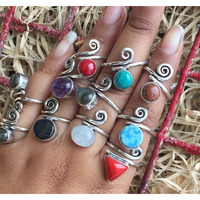 Turquoise Or Multi Gemstone Ring 50pcs 925 Silver Wholesale Ring Lot WL-146