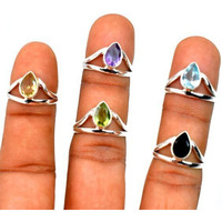 Topaz Or Multi Gemstone Ring 50pcs 925 Sterling Silver Wholesale Ring Lot WL-144
