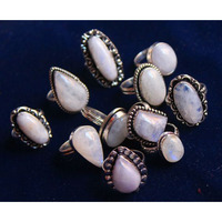 Rainbow Moonstone Gemstone Ring 5pcs 925 Silver Wholesale Ring Lot WL-10
