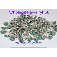 Malachite 50 PCS Wholesale Lot 925 Silver Plated Rings SR-03-980