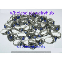 Lapis Lazuli 50 PCS Wholesale Lot 925 Silver Plated Rings SR-03-974