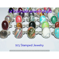 Turquoise & Mixed 50 PCS Wholesale Lot 925 Silver Plated Rings SR-03-909