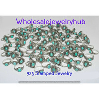 Turquoise 50 PCS Wholesale Lot 925 Silver Plated Rings SR-03-825