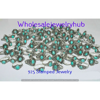 Turquoise 50 PCS Wholesale Lot 925 Silver Plated Rings SR-03-824
