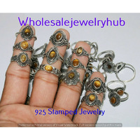 Tiger Eye 50 PCS Wholesale Lot 925 Silver Plated Rings SR-03-820