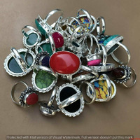 Jasper & Mixed 10 PCS Wholesale Lot 925 Silver Plated Rings SR-03-514