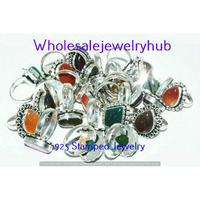 Green Onyx 5 PCS Wholesale Lot 925 Silver Plated Rings SR-03-210