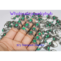 Malachite 5 PCS Wholesale Lot 925 Silver Plated Rings SR-03-202