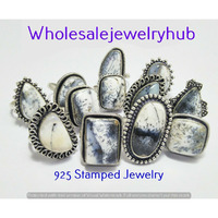 Dendrite Opal 100 PCS Wholesale Lot 925 Silver Plated Rings SR-03-1192