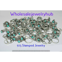 Turquoise 100 PCS Wholesale Lot 925 Silver Plated Rings SR-03-1085