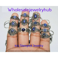Lapis Lazuli 100 PCS Wholesale Lot 925 Silver Plated Rings SR-03-1046