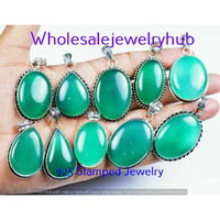 Green Onyx 5 PCS Wholesale Lots 925 Sterling Silver Plated Pendant SP-03-82