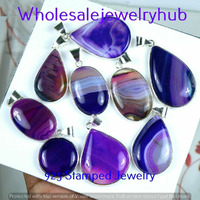Botswana Agate 20 PCS Wholesale Lot 925 Sterling Silver Plated Pendant SP-03-759