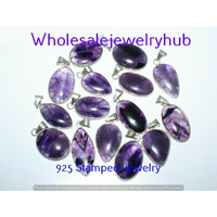 Amethyst 15 PCS Wholesale Lots 925 Sterling Silver Plated Pendant SP-03-703