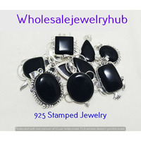 Black Onyx 15 PCS Wholesale Lots 925 Sterling Silver Plated Pendant SP-03-573