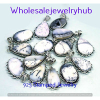 Dendrite Opal 10 PCS Wholesale Lots 925 Sterling Silver Plated Pendant SP-03-447