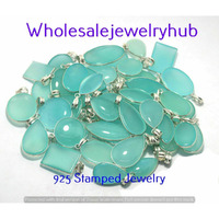 Chalcedony 100 PCS Wholesale Lots 925 Sterling Silver Plated Pendant SP-03-2153