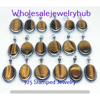 Tiger Eye 50 PCS Wholesale Lots 925 Sterling Silver Plated Pendant SP-03-1952