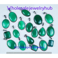 Green Onyx 40 PCS Wholesale Lots 925 Sterling Silver Plated Pendant SP-03-1636